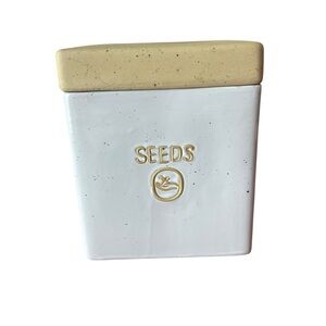 Anthropologie Garden Seed Ceramic Box with Lid